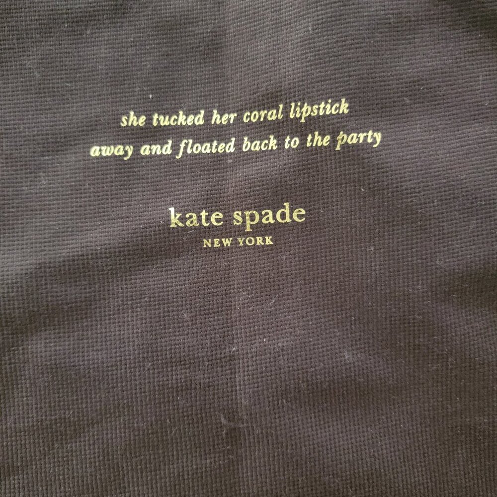 Kate Spade New York Dust Storage Bag 14"x11.5" Drawstring Cinch Sack Brown Gold - Picture 2 of 7
